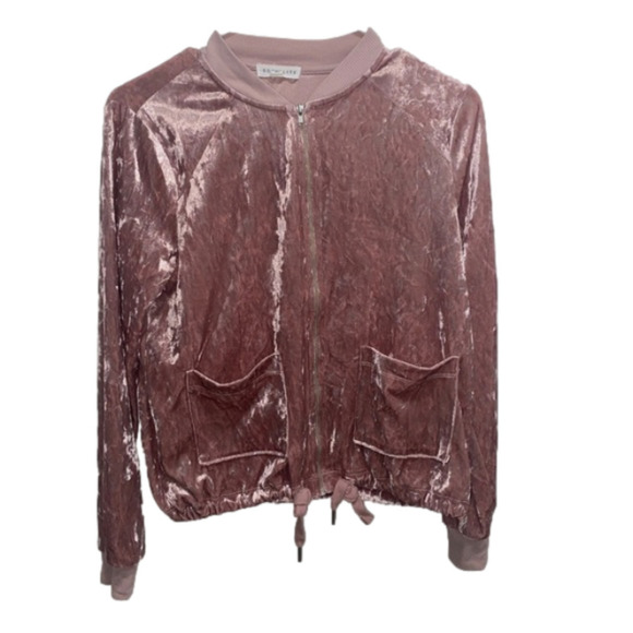 Socialite Crushed Velvet Pink Jacket Women’s Small - Picture 1 of 5